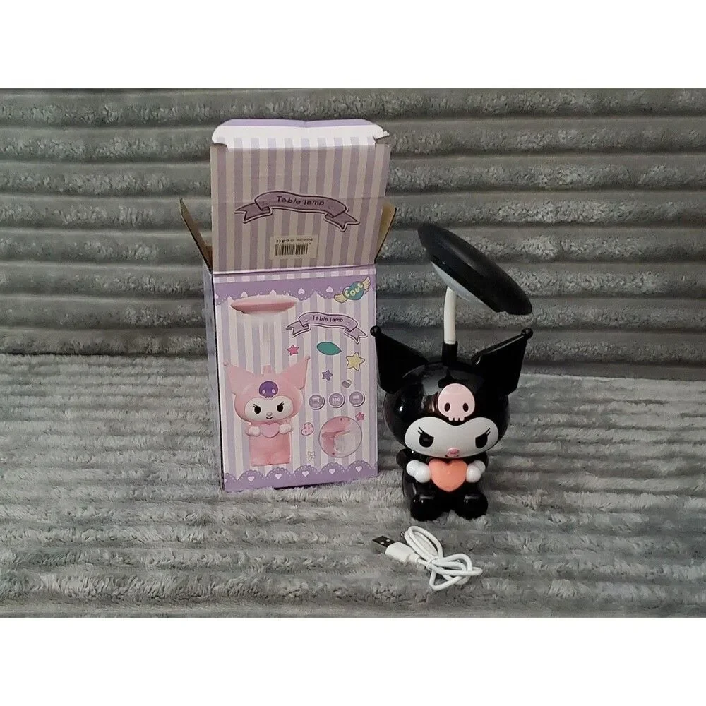 Set of 3 Small Kuromi Table Lamps 2 Black/ 1 Pink New